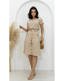 Conjunto Saia e Blusa Linho Decote Gota