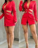 Vestido Blazer Casual Com Cintura Vazada