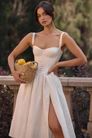 Vestido Midi Modelador Branco - Modelo Aghata