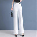 Kit 5 Calças Femininas Lavina de Cintura Alta com Botões Frontais em Poliéster e Seda Gelo