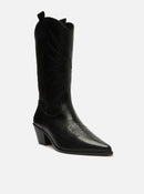 Bota Preta Couro Cano Médio Western