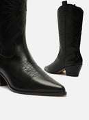 Bota Preta Couro Cano Médio Western